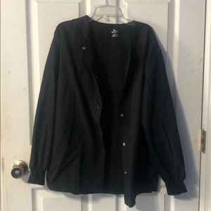 Black button up scrub jacket